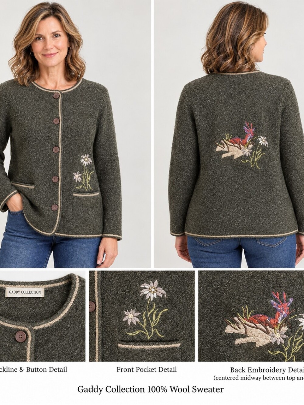 100% Wool Gaddy Collection Cardigan